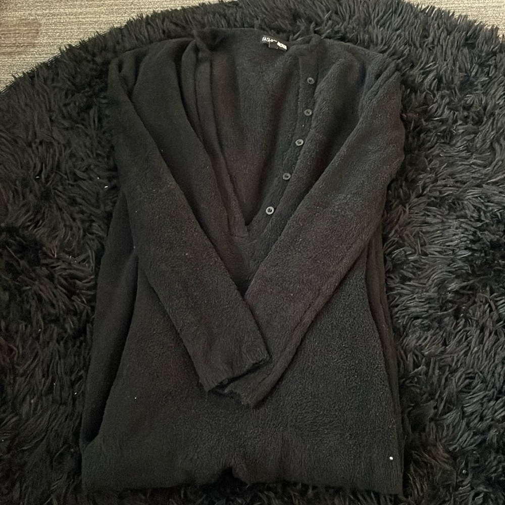 Black fuzzy bodysuit